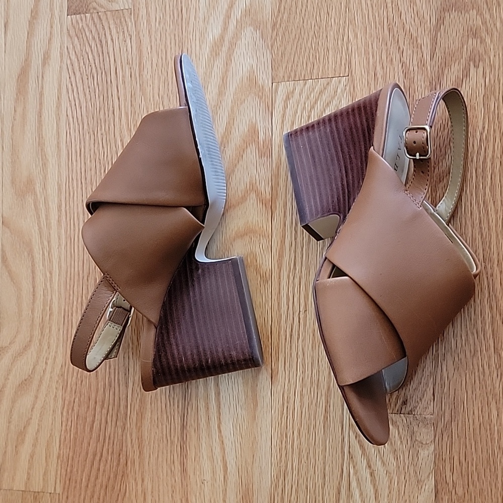Talbots Carmel Tan Slingback Blockheel Sandals - Picture 7 of 12